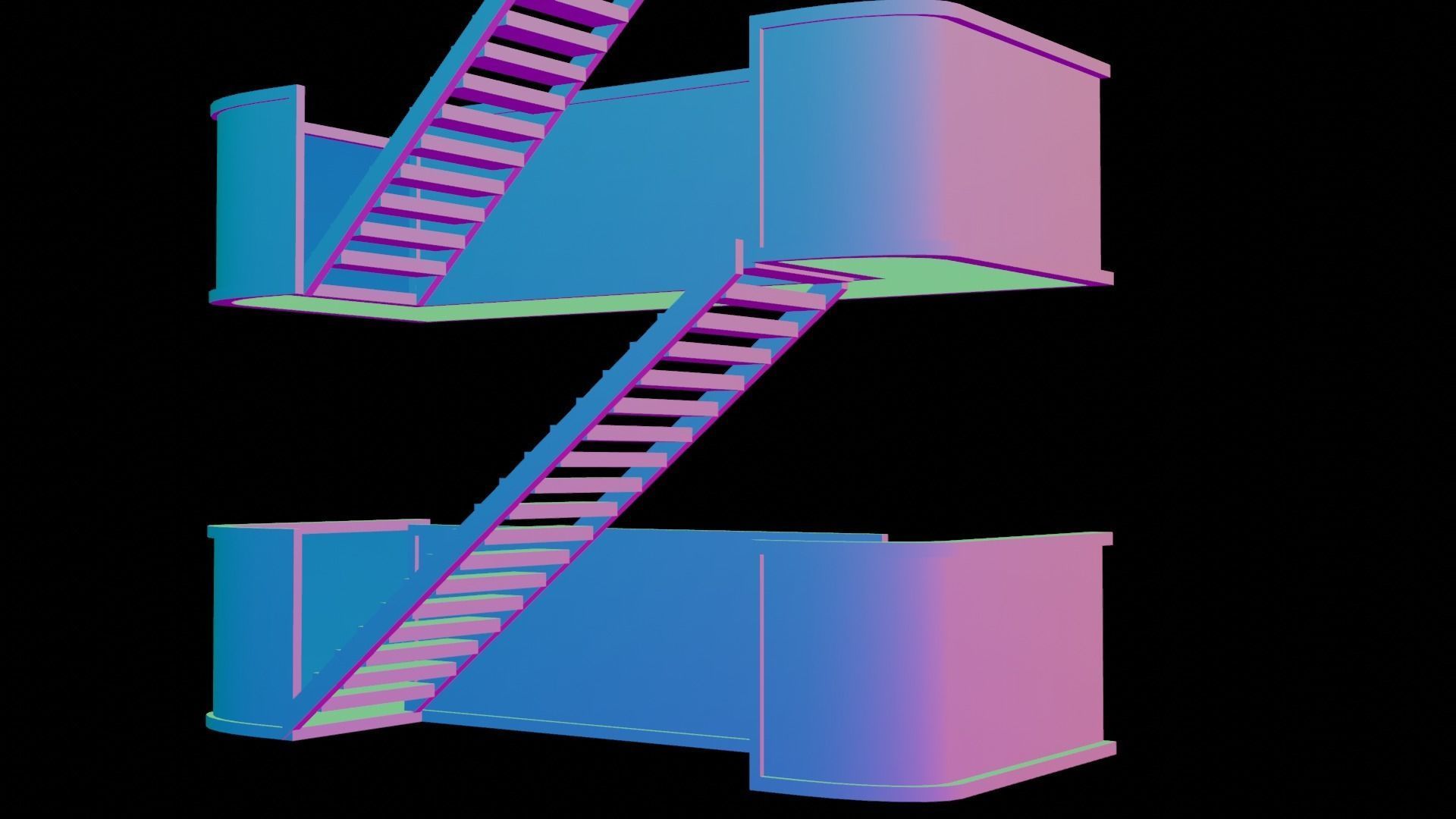 metal stair Low-poly 3D model_14