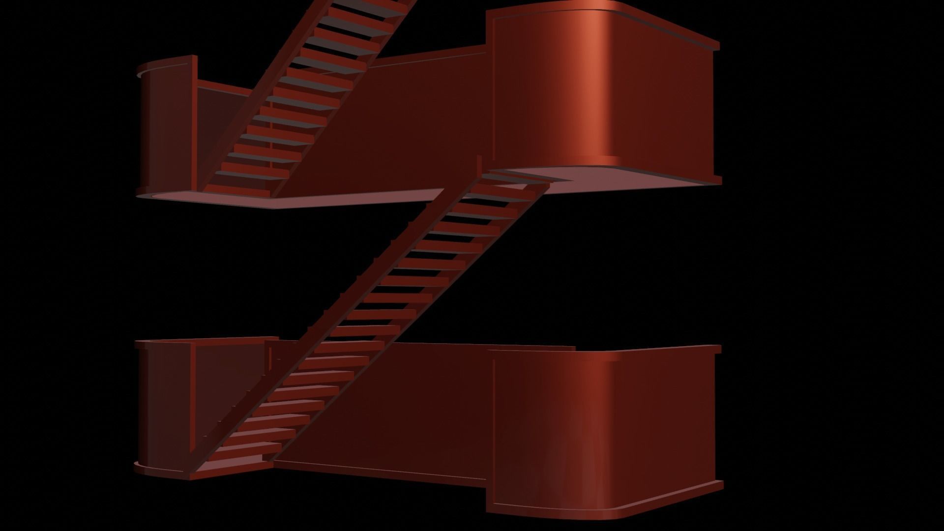 metal stair Low-poly 3D model_19