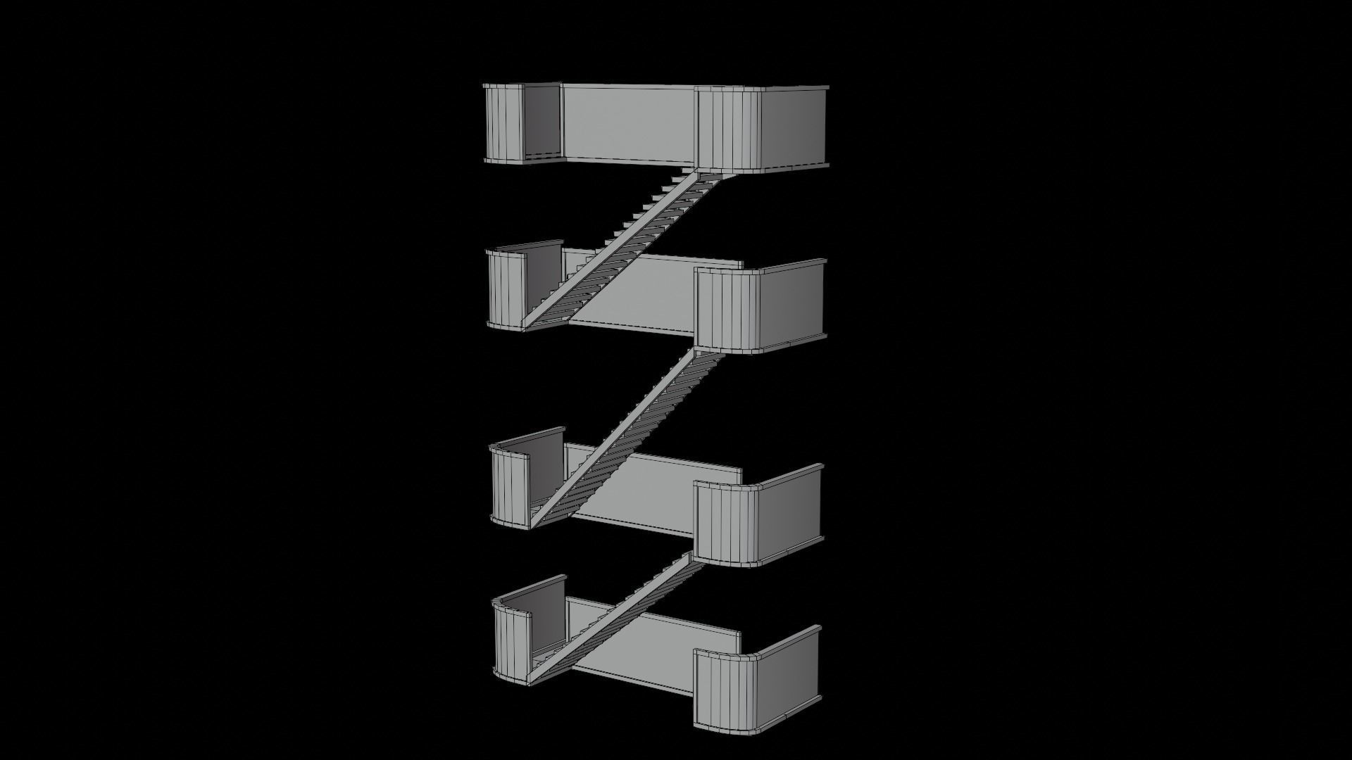 metal stair Low-poly 3D model_38