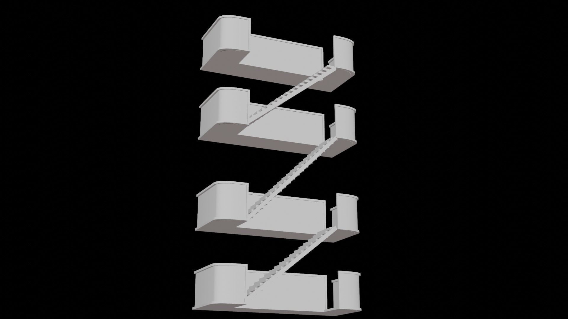 metal stair Low-poly 3D model_10