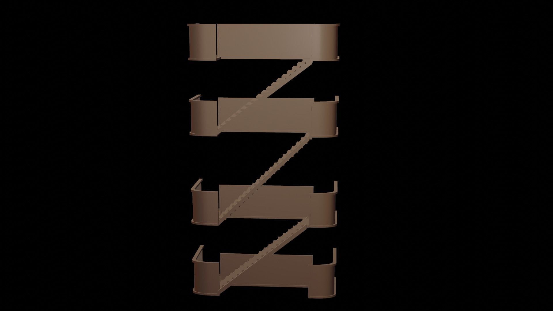 metal stair Low-poly 3D model_22