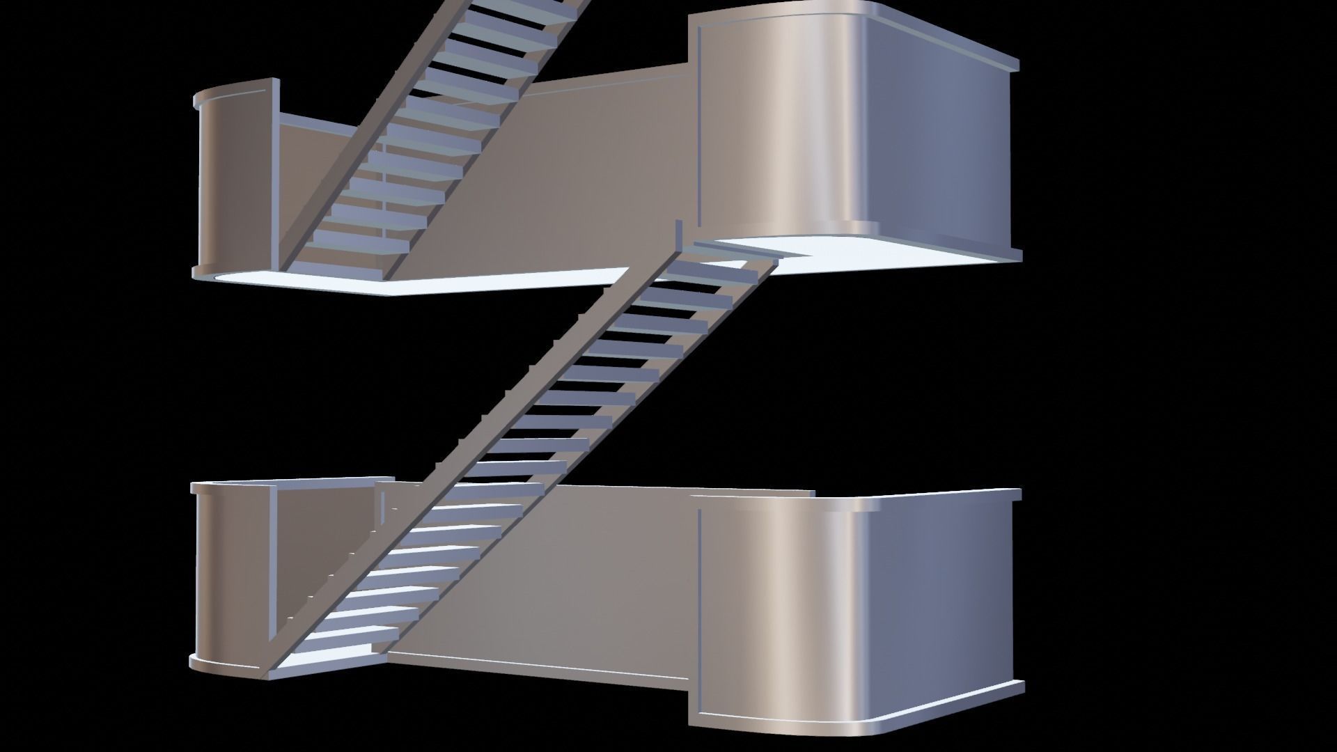 metal stair Low-poly 3D model_34