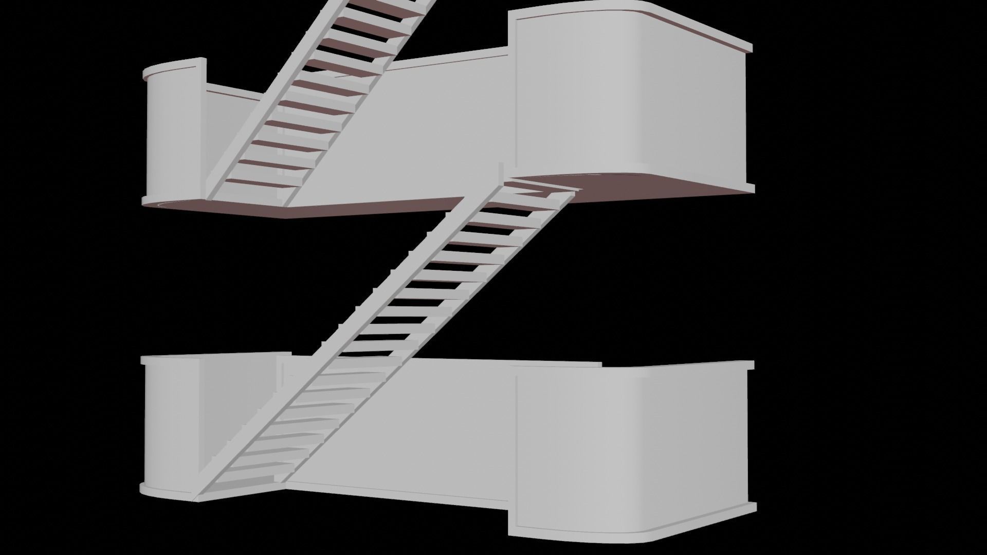 metal stair Low-poly 3D model_9