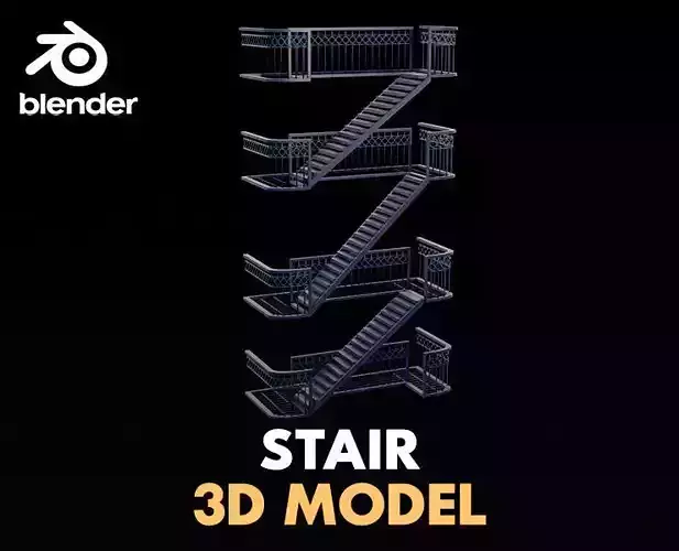 metal stair Low-poly 3D model
