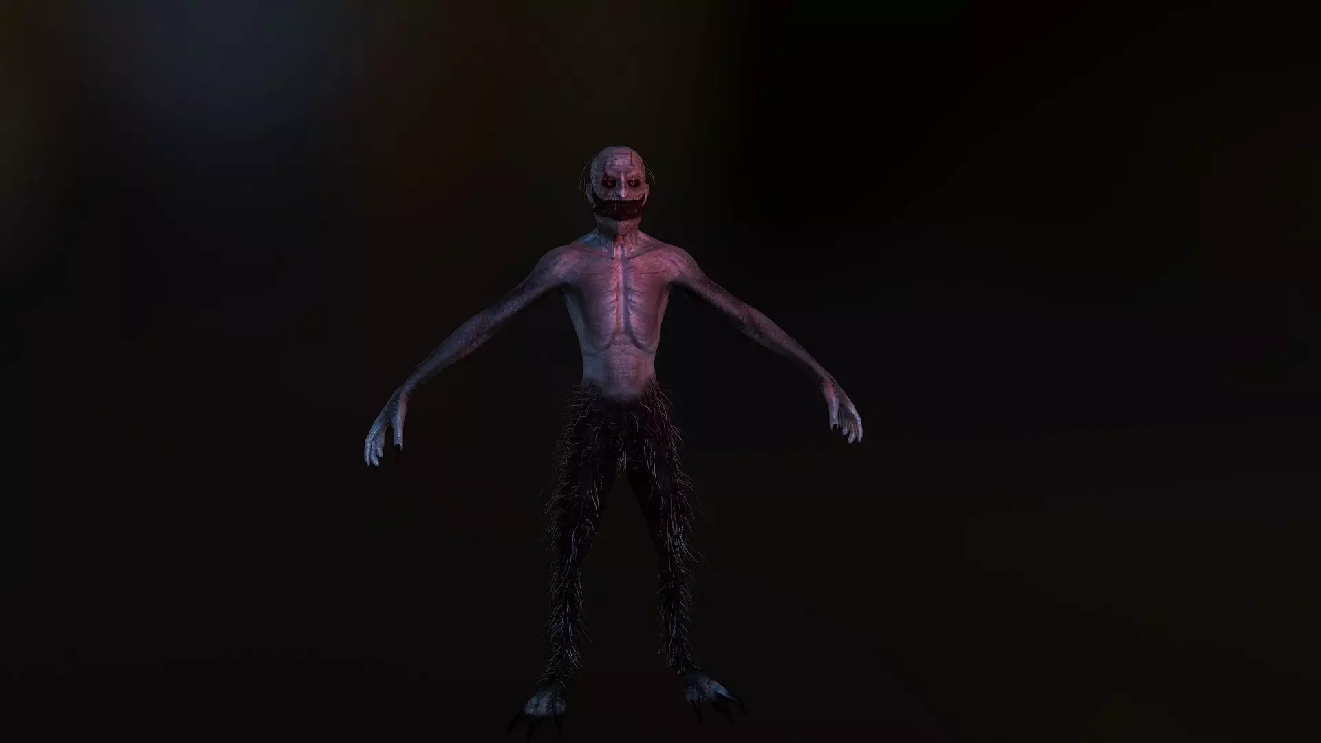 Demon creature with long hair and skin Low-poly 3D model