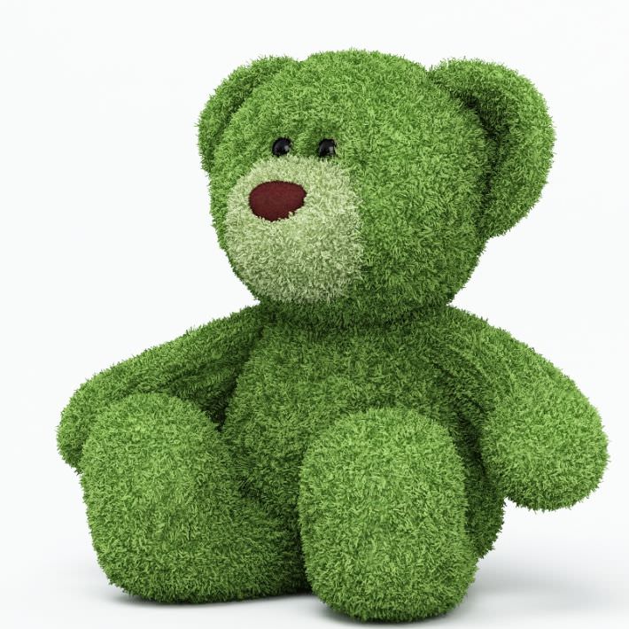 green with blue teddy bear