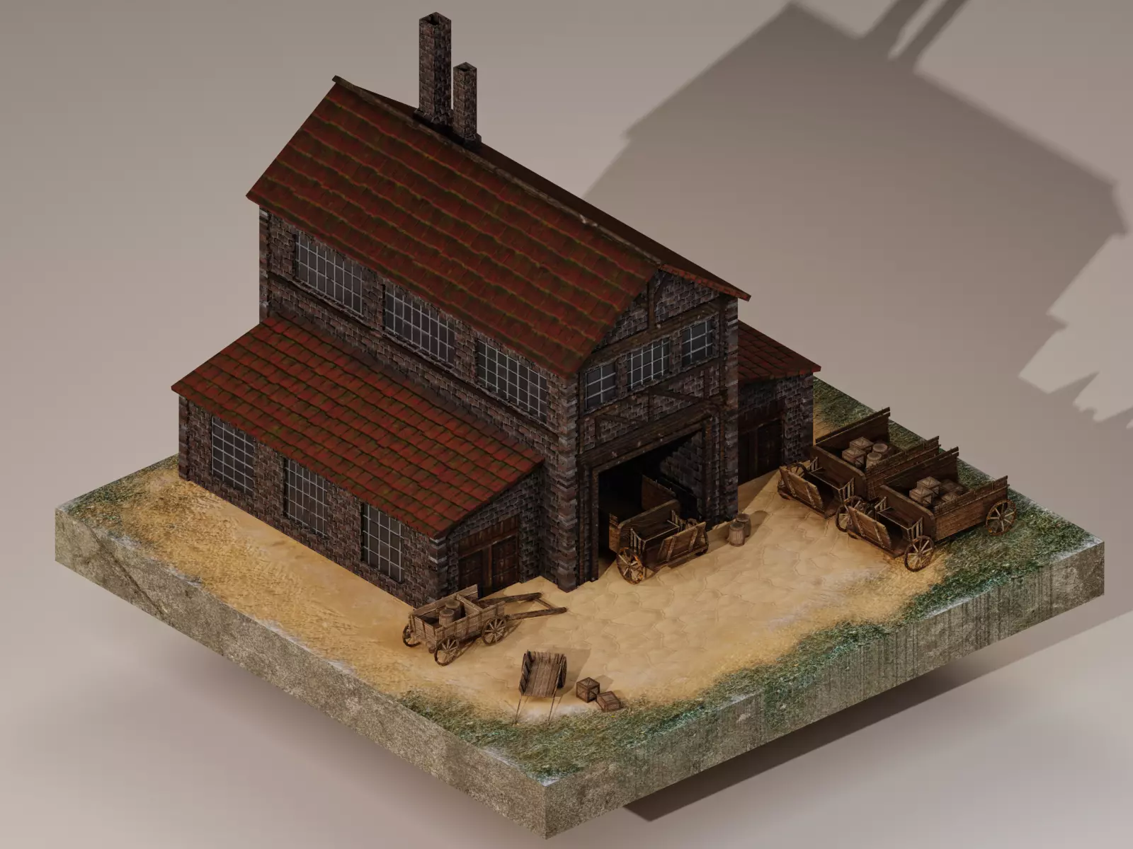 Medieval Cargo Building Low-poly 3D model