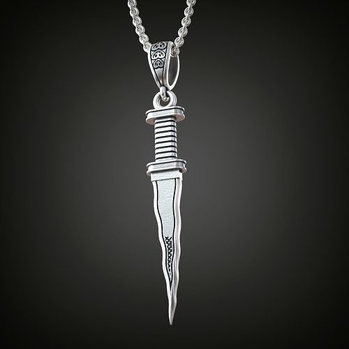 Dagger pendant crooked  knife curved blade Rumplestiltskin Free 3D print model