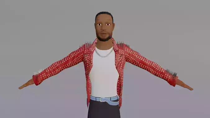 Toony Character of Black Man - Rigged