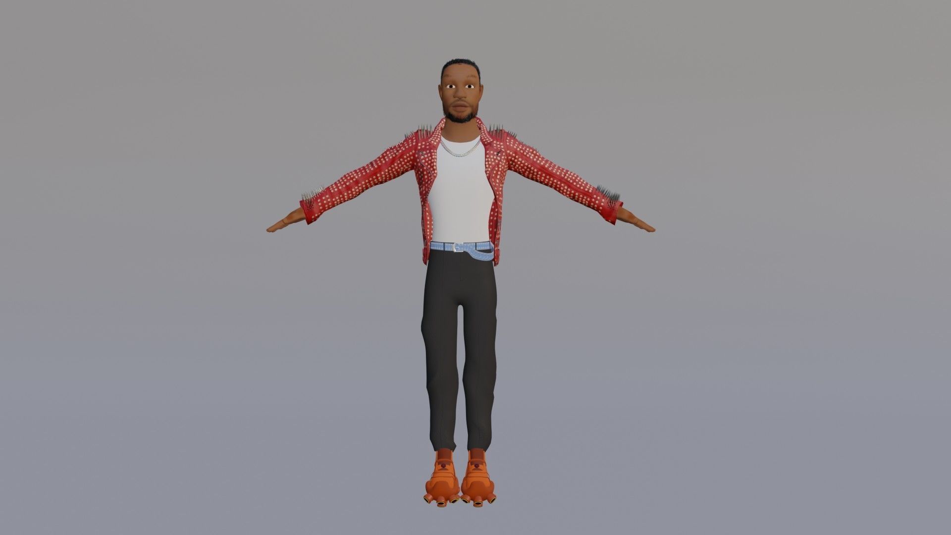 Toony Character of Black Man - Rigged 3D model_2