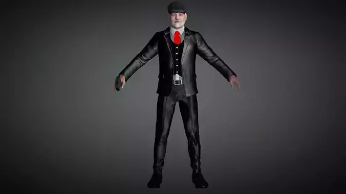 Old Man with Animation Low-poly 3D model
