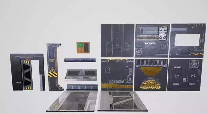 Modular Sci-Fi Environment Low-poly Kitbash 