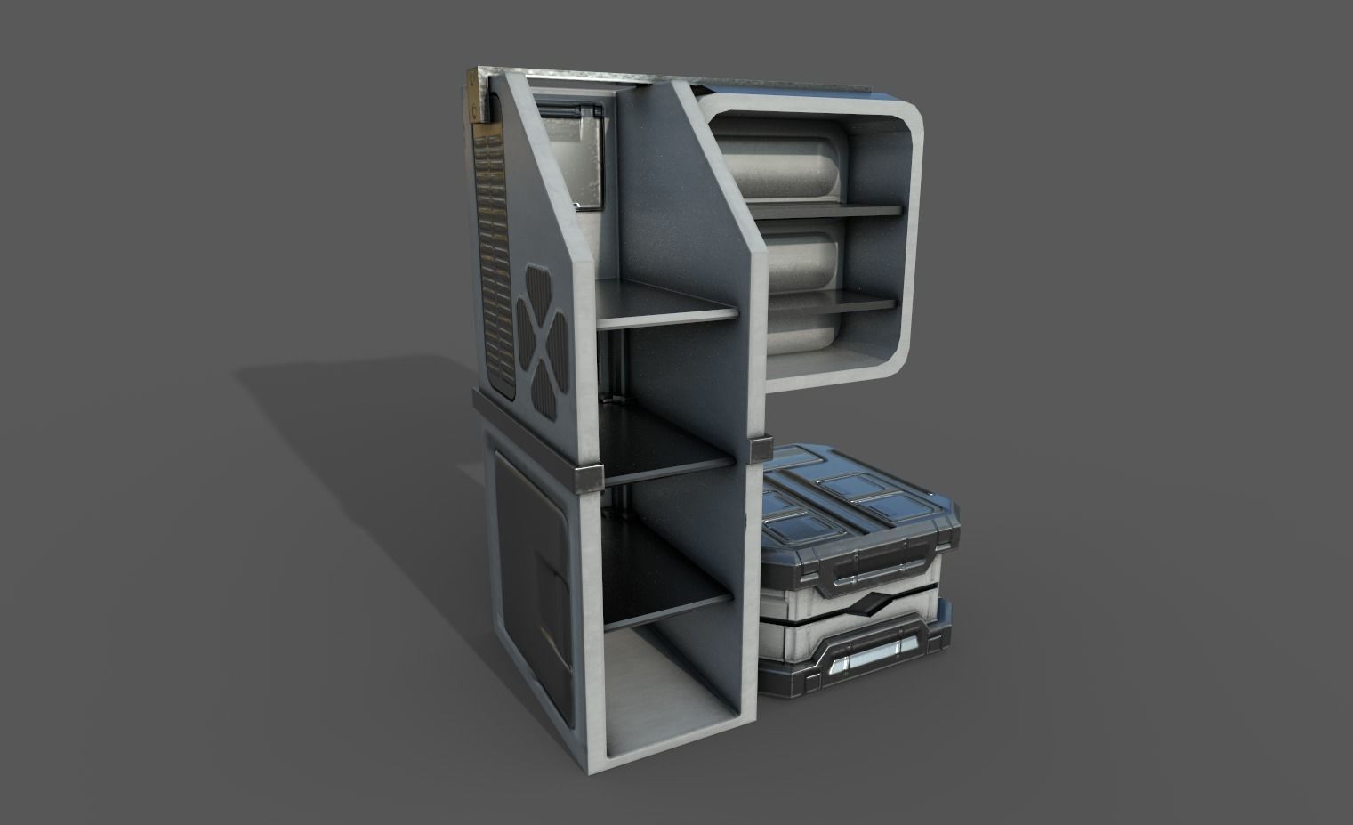 Sci-fi Cupboard - Space Station Prop Low-poly 3D model_3