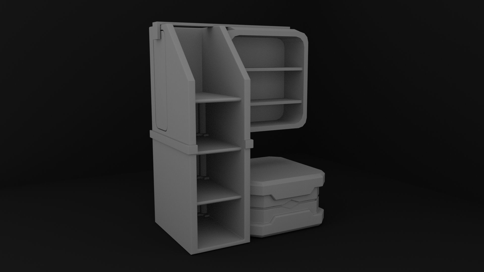 Sci-fi Cupboard - Space Station Prop Low-poly 3D model_4