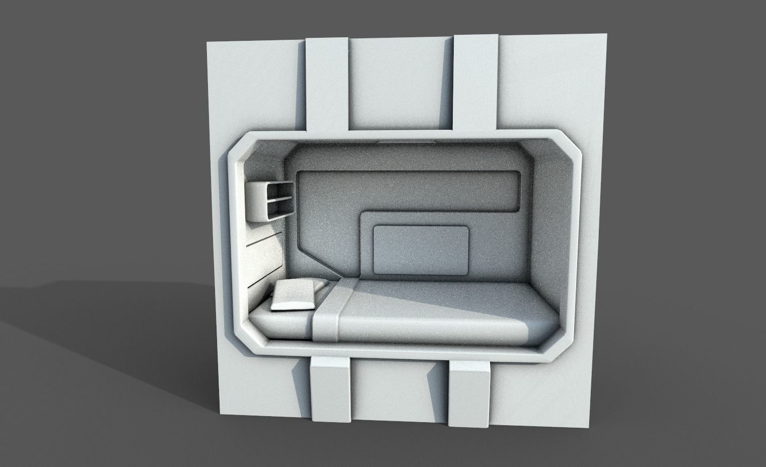Scifi Cabin - Space Bunker Bed Low-poly 3D model_2