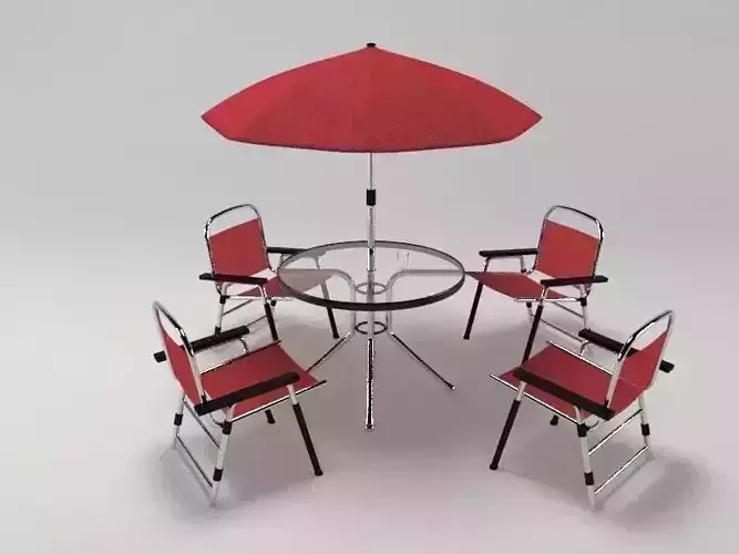 Garden set table and chairs with umbrella 3D model