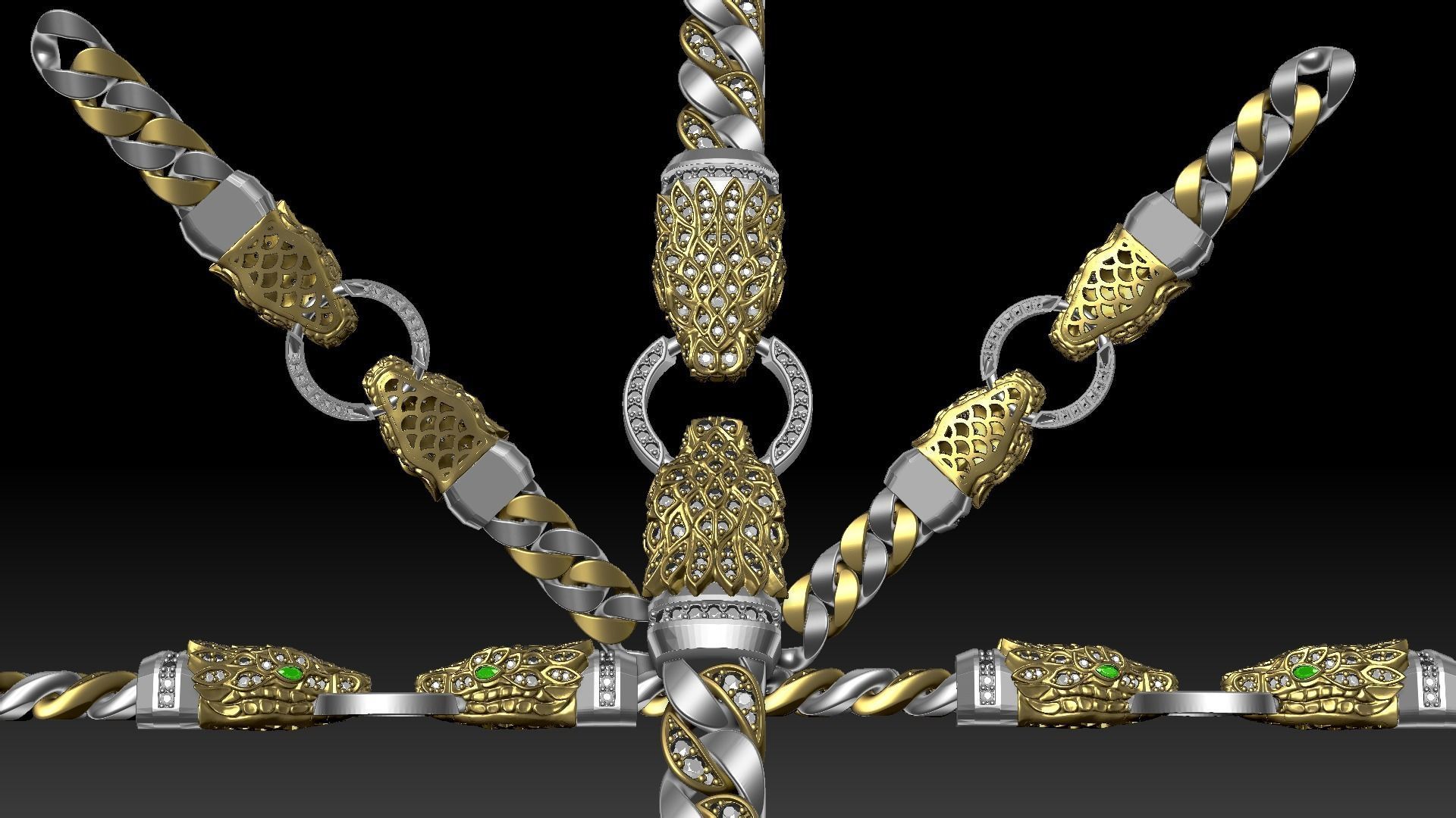 Snake chain jewelry 3D print model_8