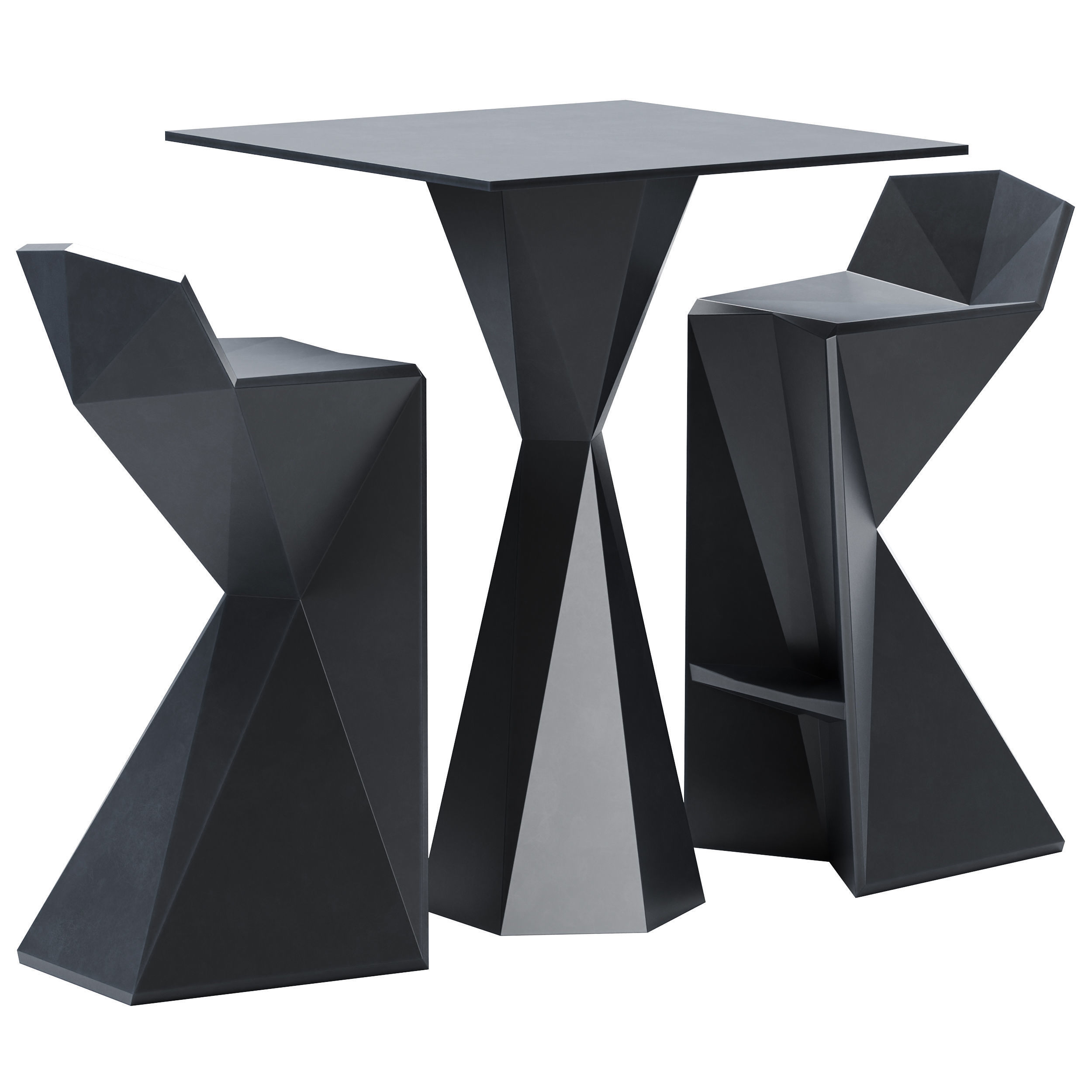 Vertex Bar Table and Stool Low-poly 3D model_1
