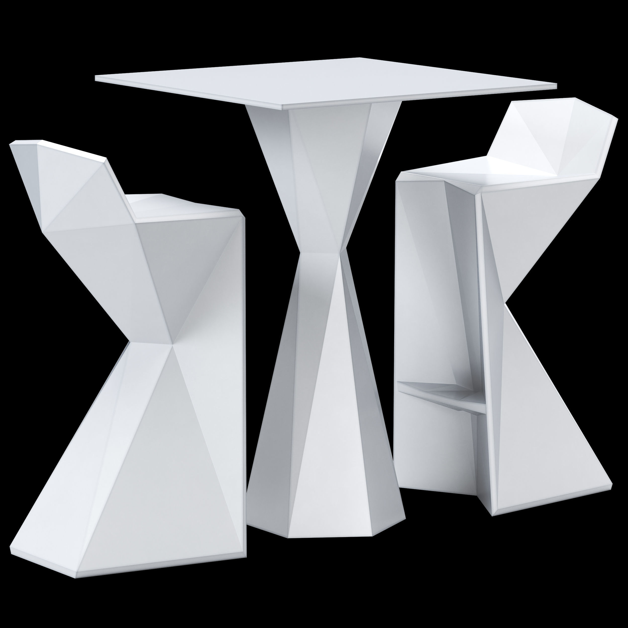 Vertex Bar Table and Stool Low-poly 3D model_2