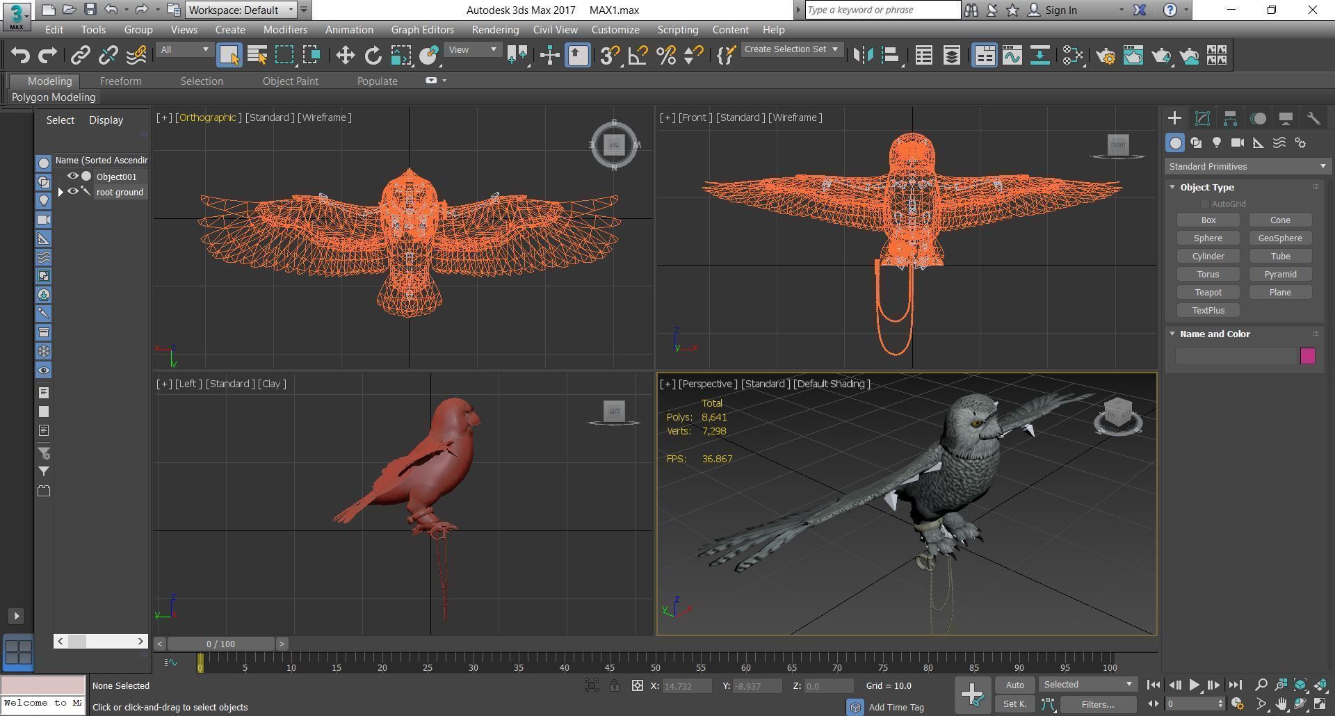 Bird Owl Low-poly 3D model_4