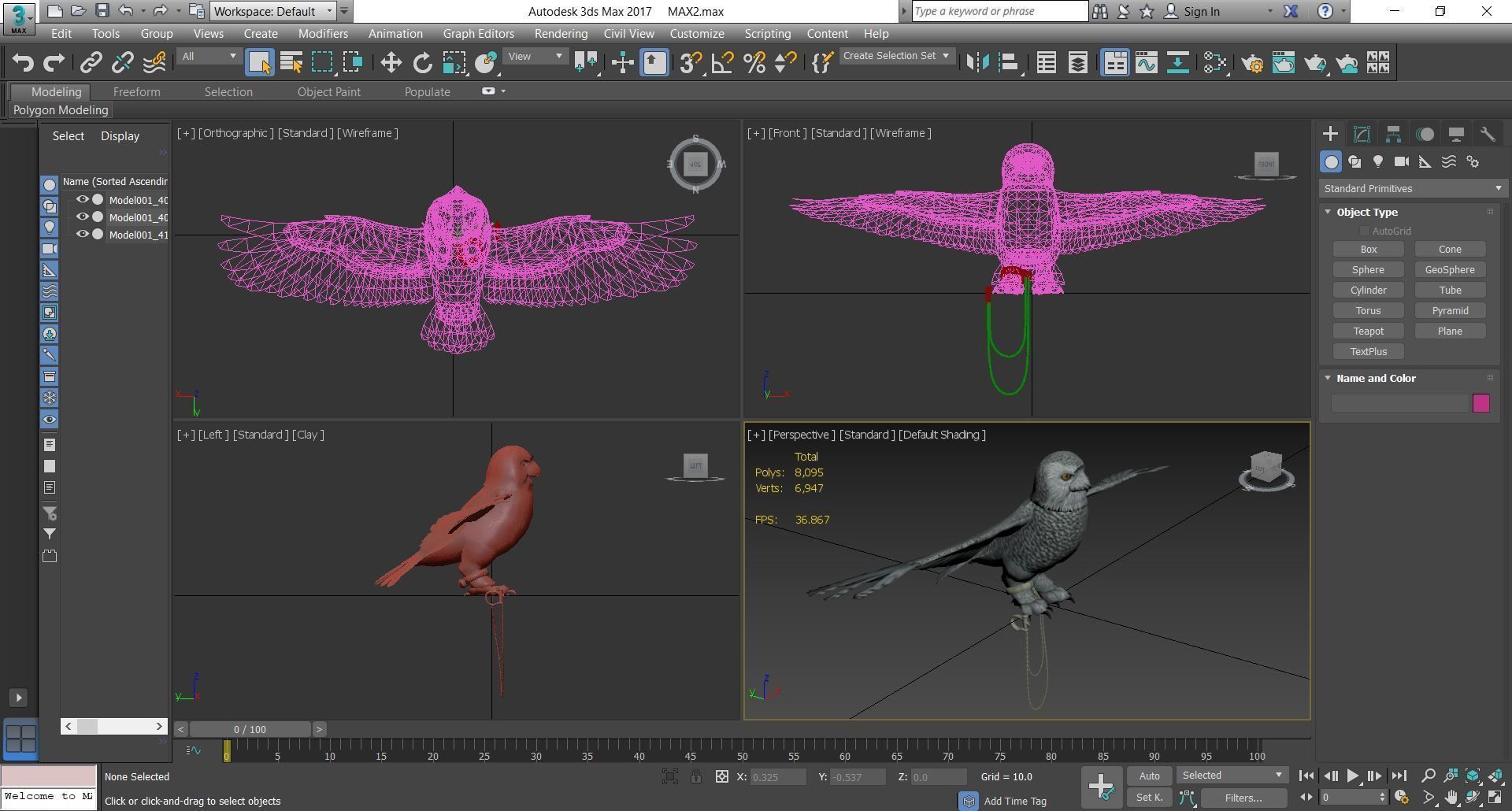 Bird Owl Low-poly 3D model_5