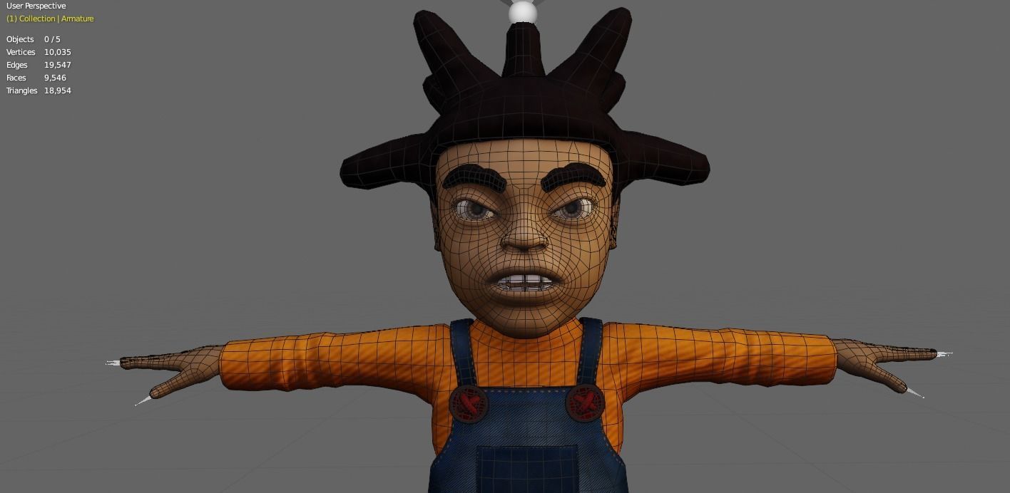 Toony Black Man Rapper Character - Rigged Low-poly 3D model_6