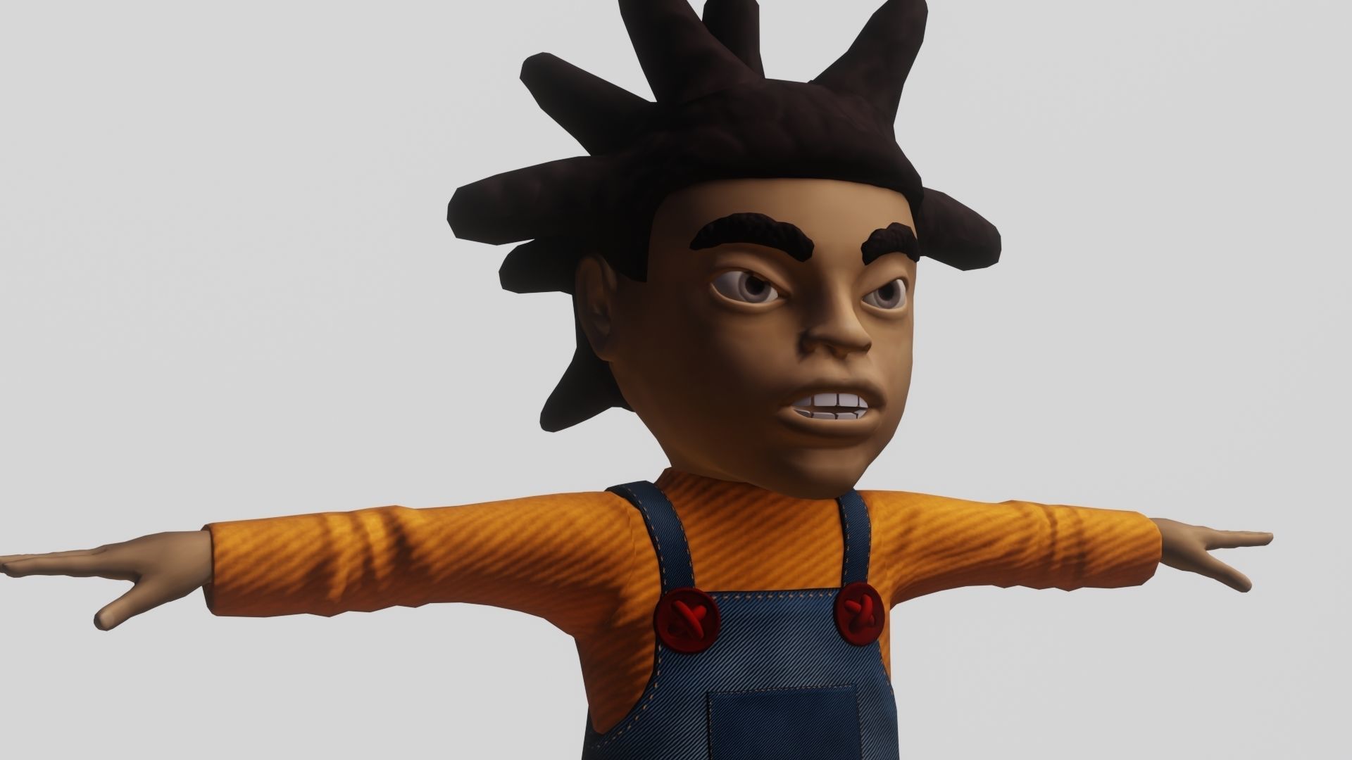 Toony Black Man Rapper Character - Rigged Low-poly 3D model_3