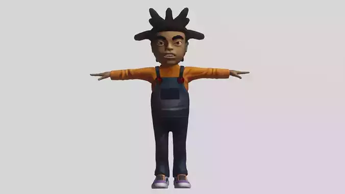 Toony Black Man Rapper Character - Rigged