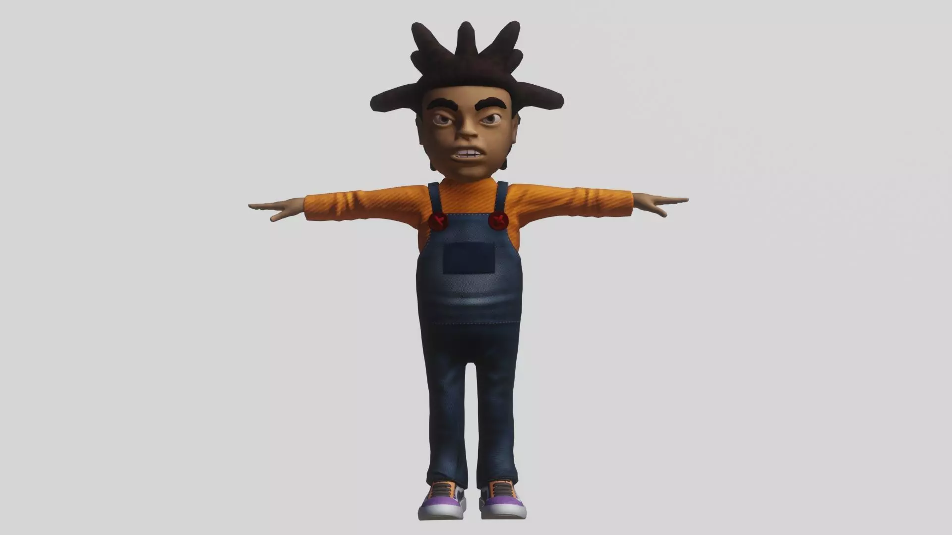Toony Black Man Rapper Character - Rigged Low-poly 3D model_0