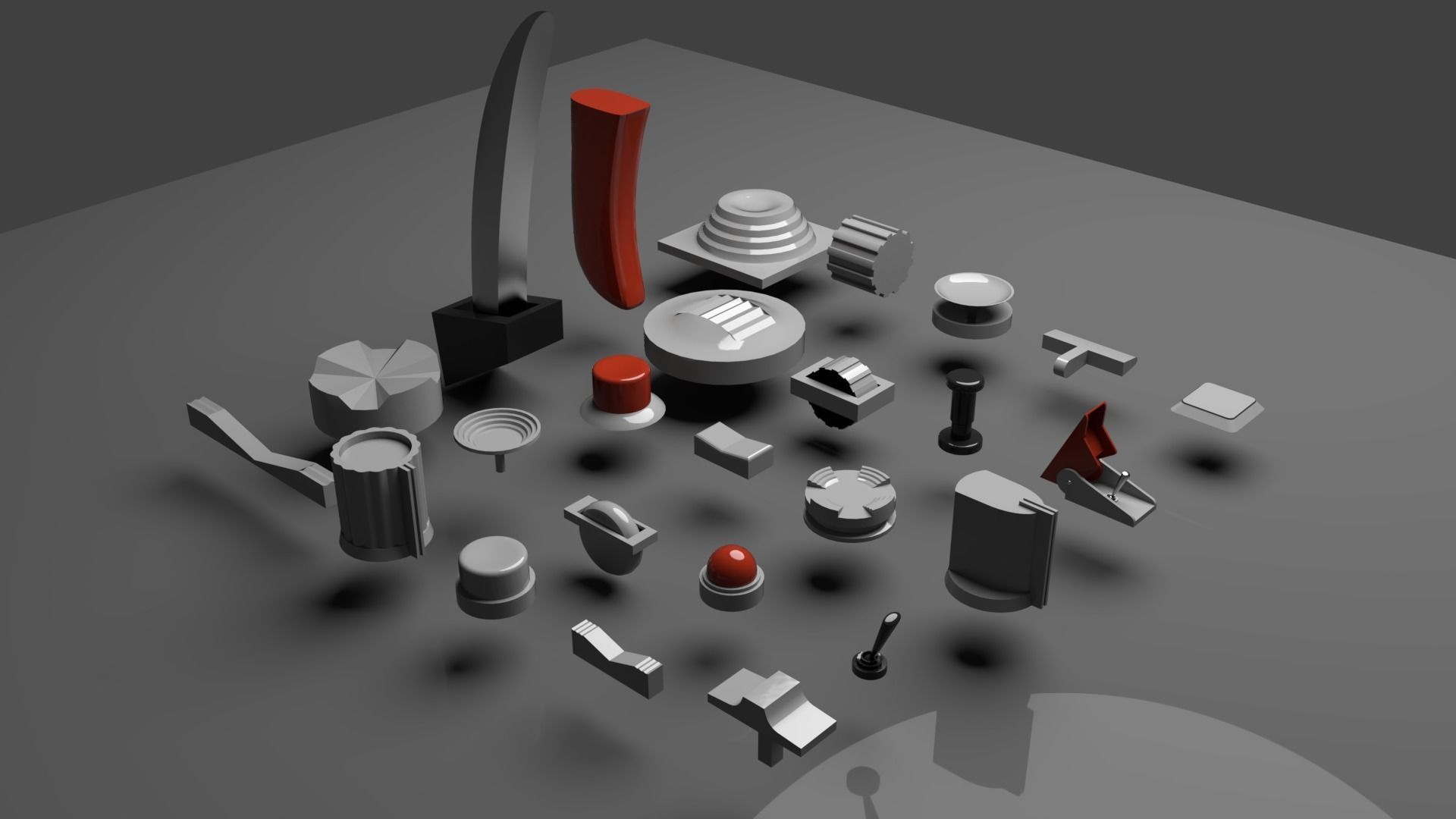 Controls buttons switch trim trigger paddle aircraft 3D model_1