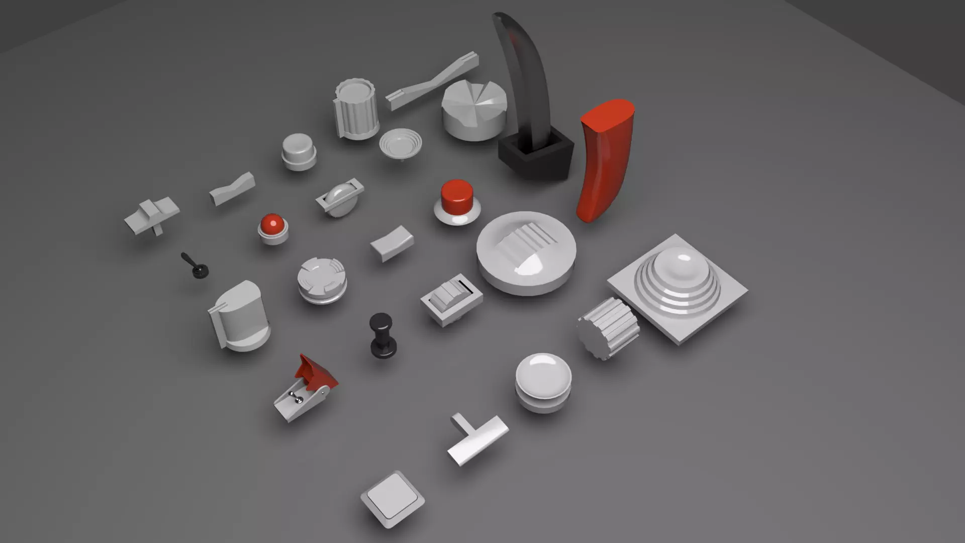 Controls buttons switch trim trigger paddle aircraft 3D model_0