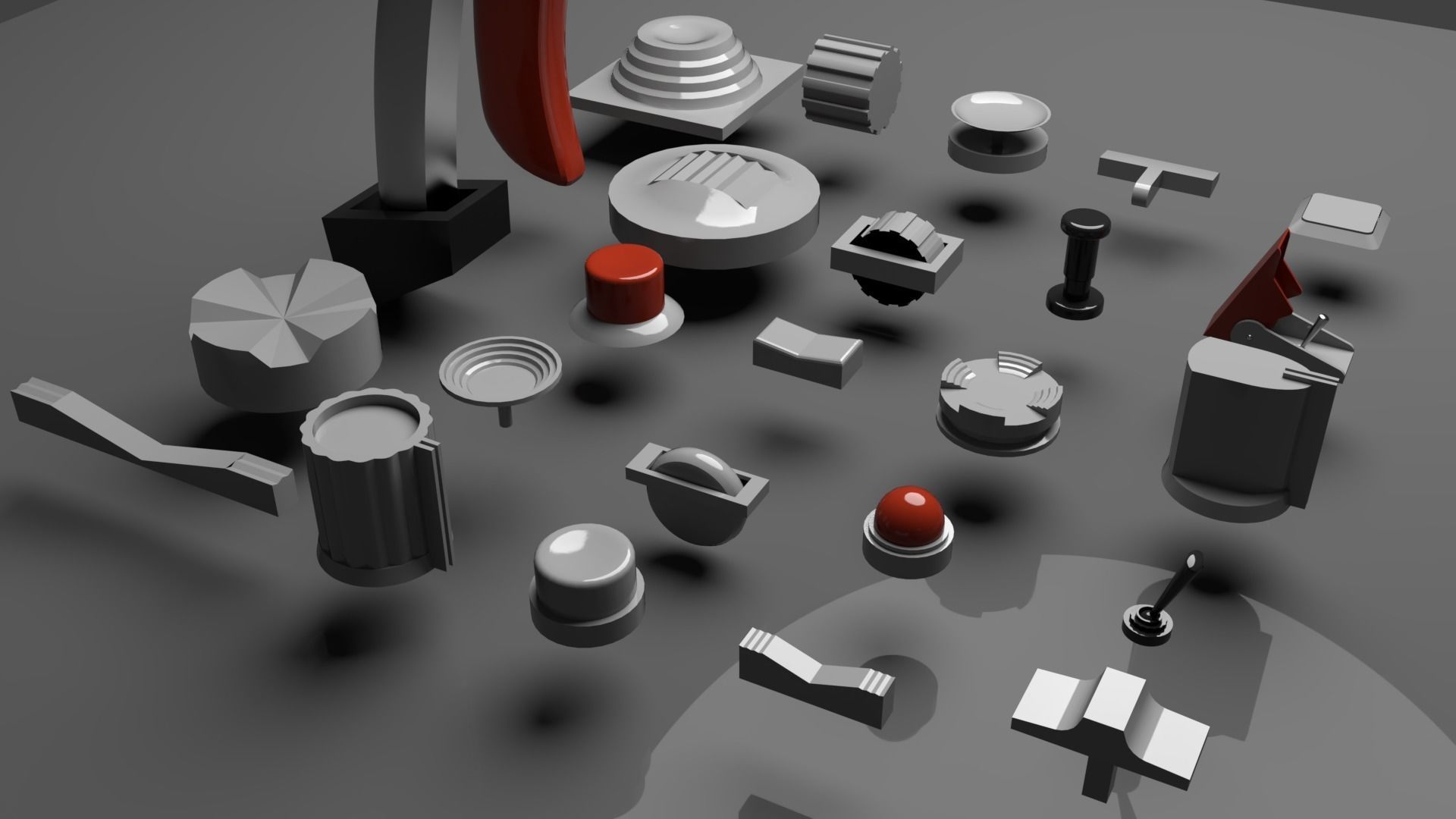 Controls buttons switch trim trigger paddle aircraft 3D model_3