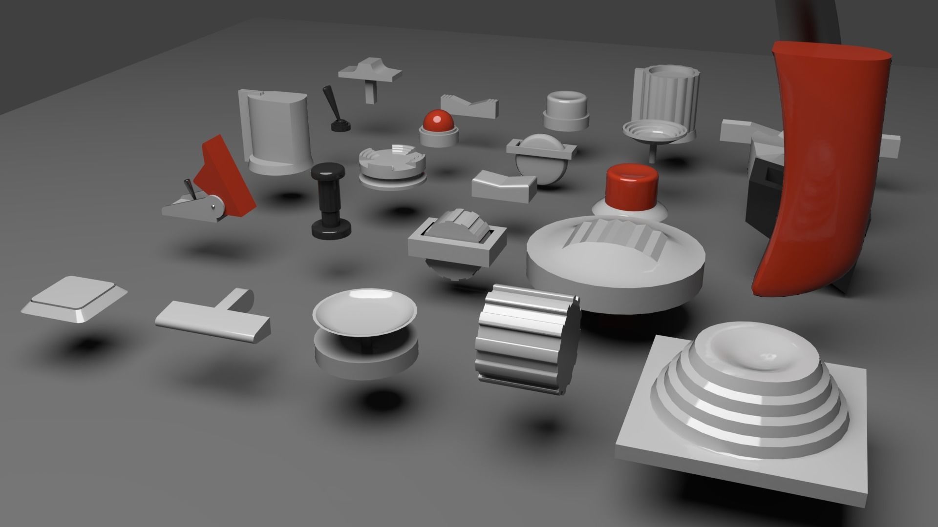 Controls buttons switch trim trigger paddle aircraft 3D model_5