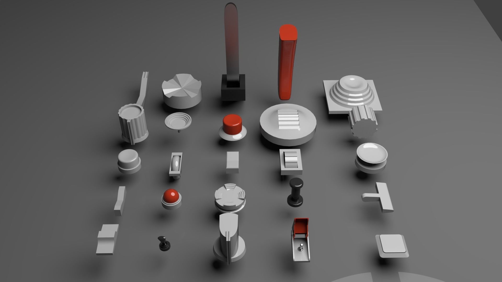 Controls buttons switch trim trigger paddle aircraft 3D model_2