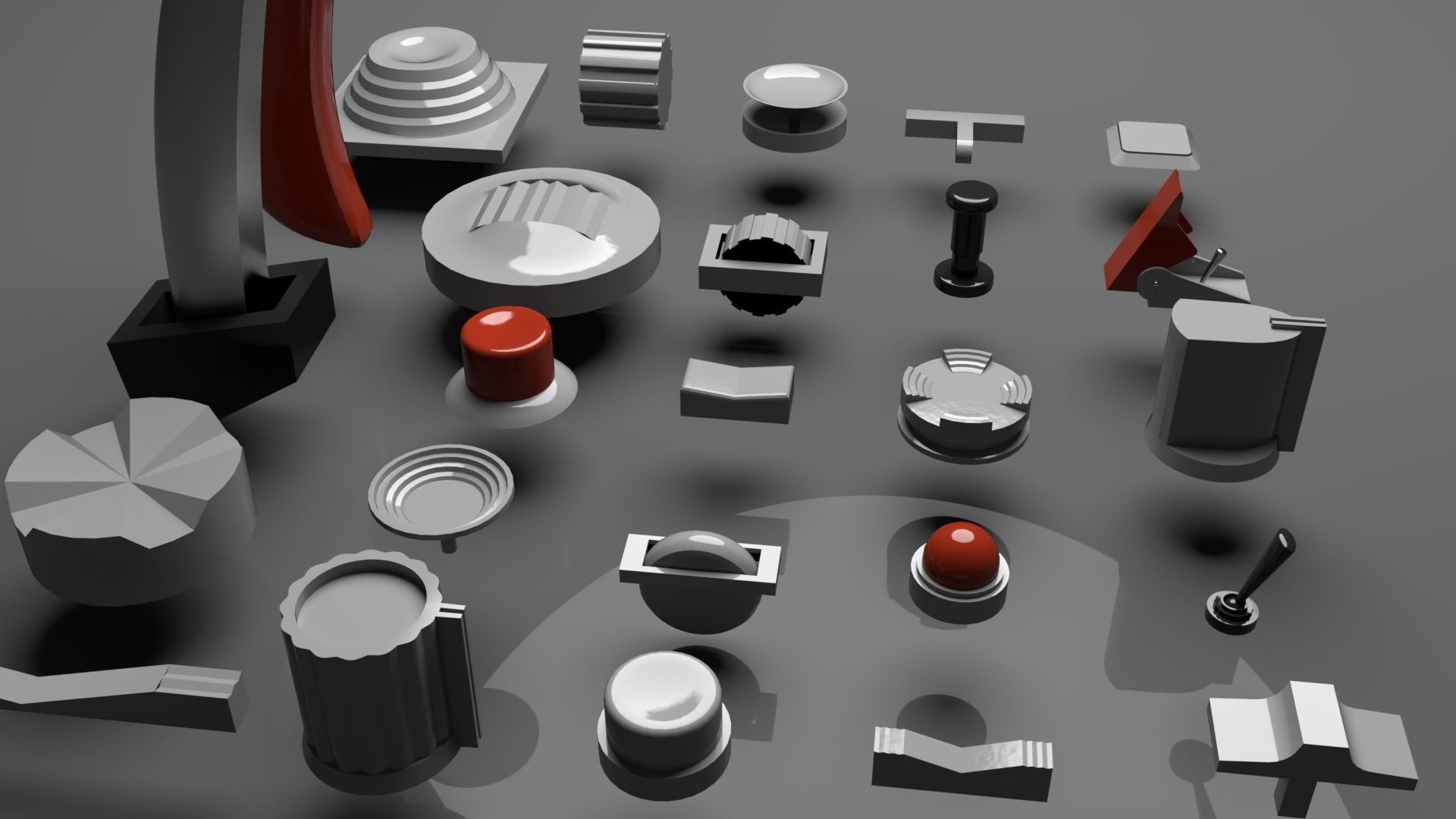 Controls buttons switch trim trigger paddle aircraft 3D model_4