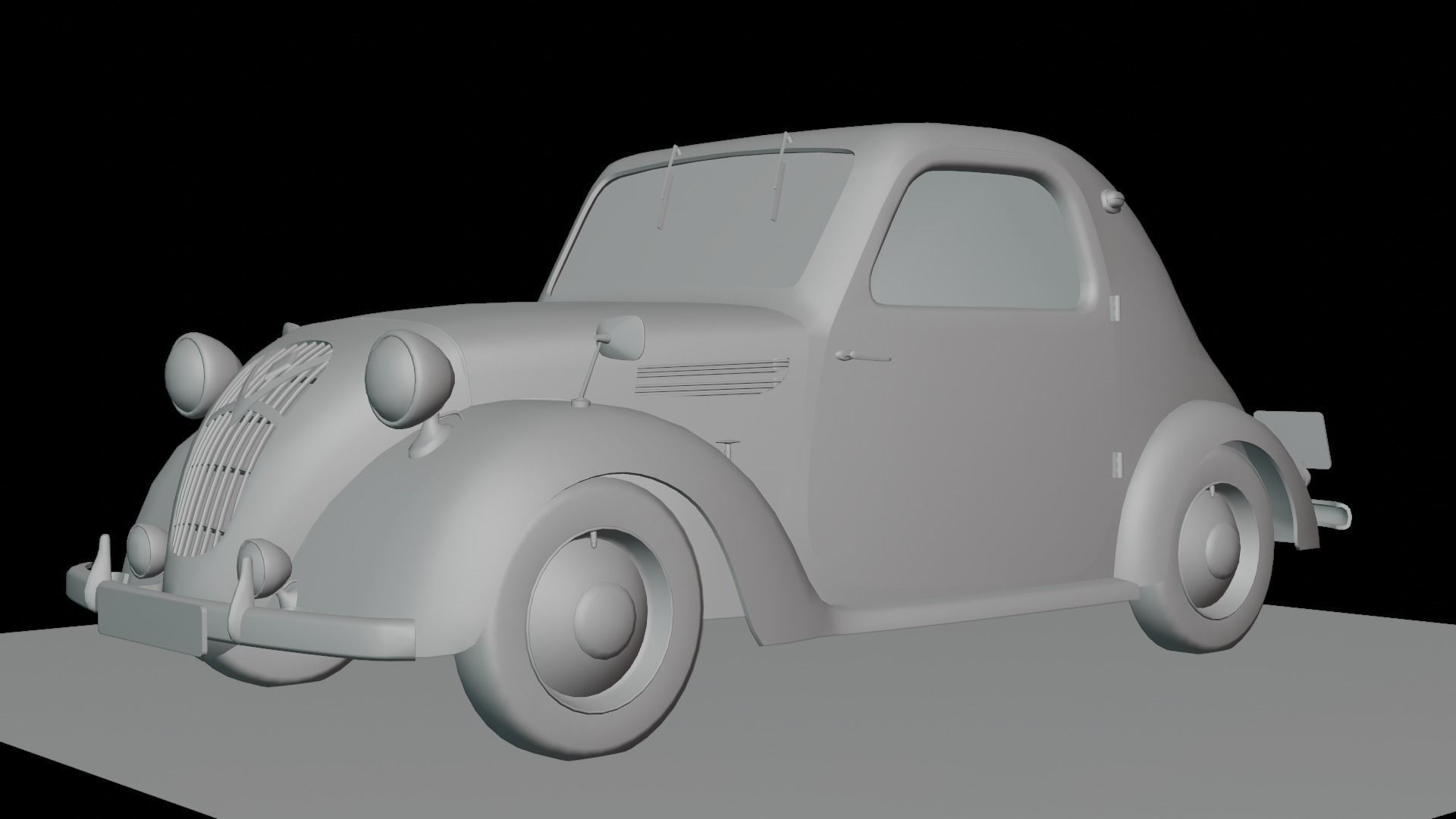 Simca 5 old car Low-poly 3D model_30