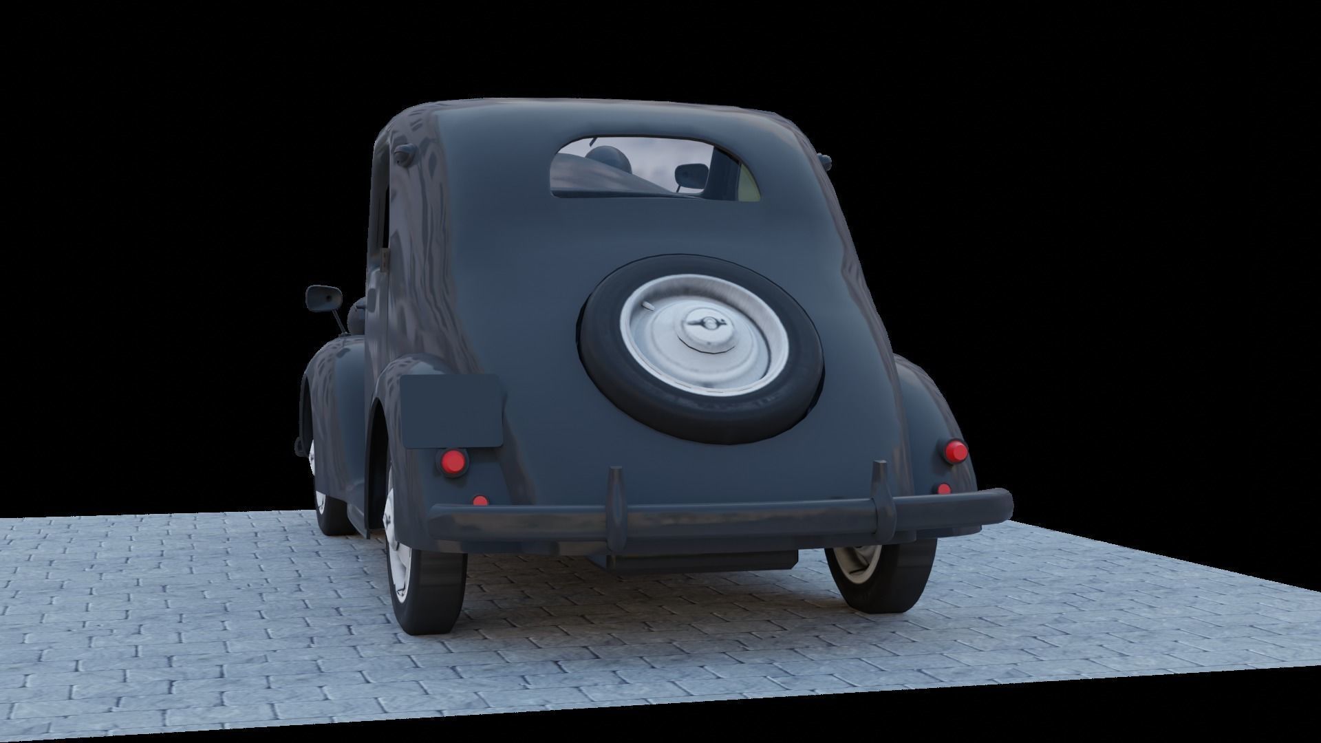 Simca 5 old car Low-poly 3D model_13
