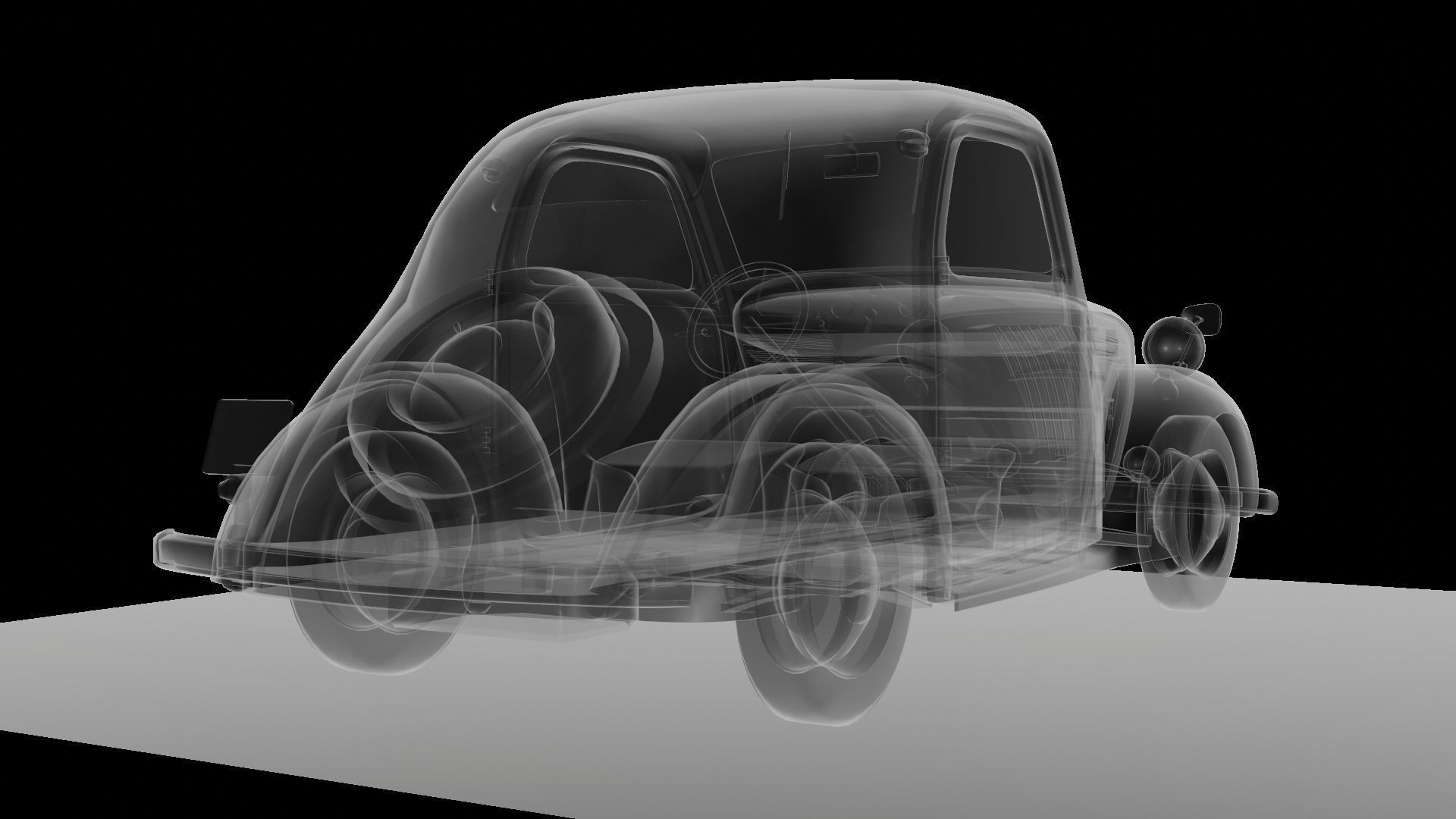 Simca 5 old car Low-poly 3D model_75
