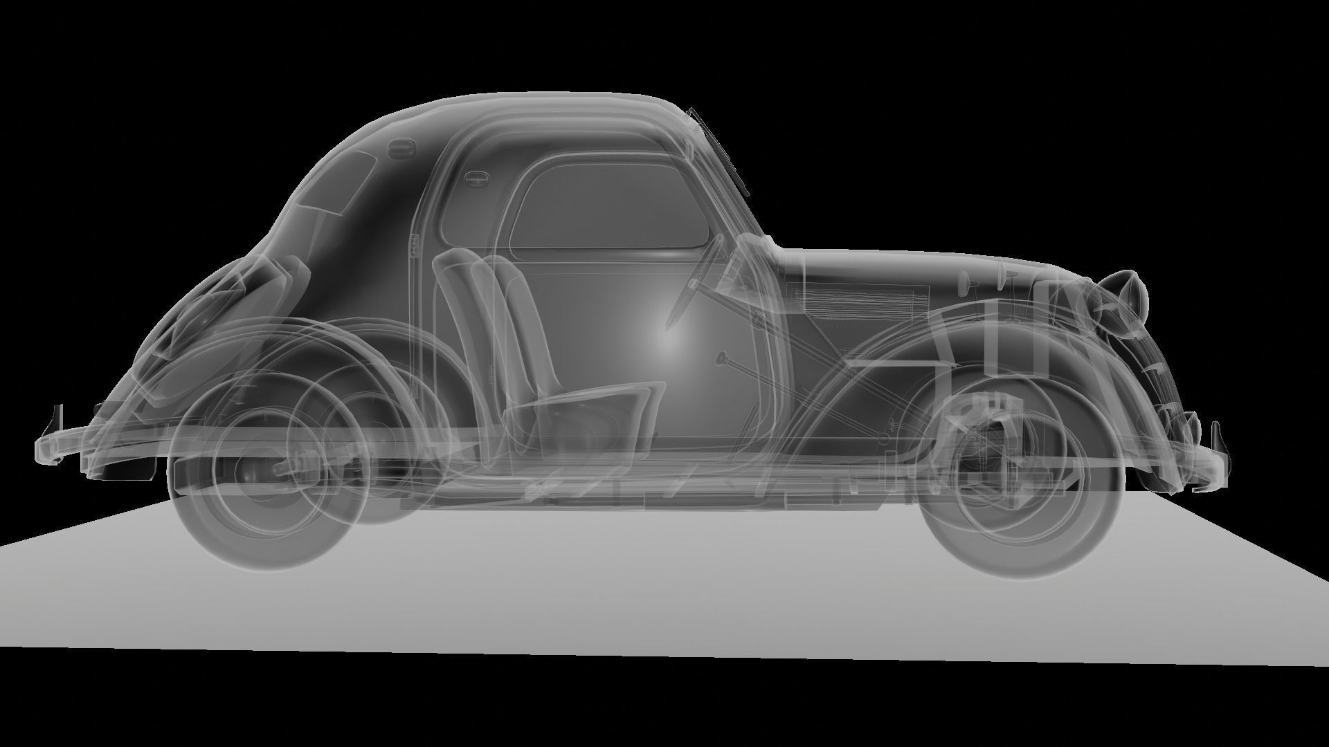 Simca 5 old car Low-poly 3D model_81