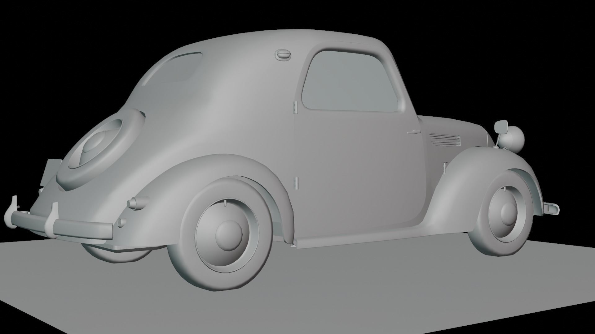 Simca 5 old car Low-poly 3D model_47