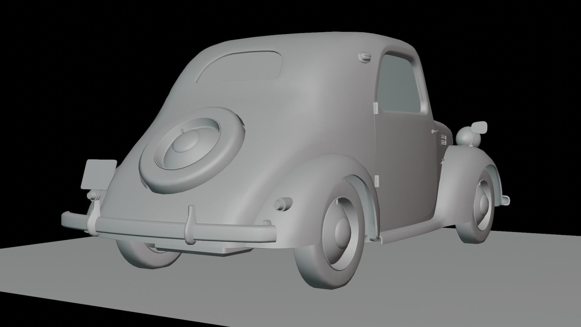 Simca 5 old car Low-poly 3D model_45