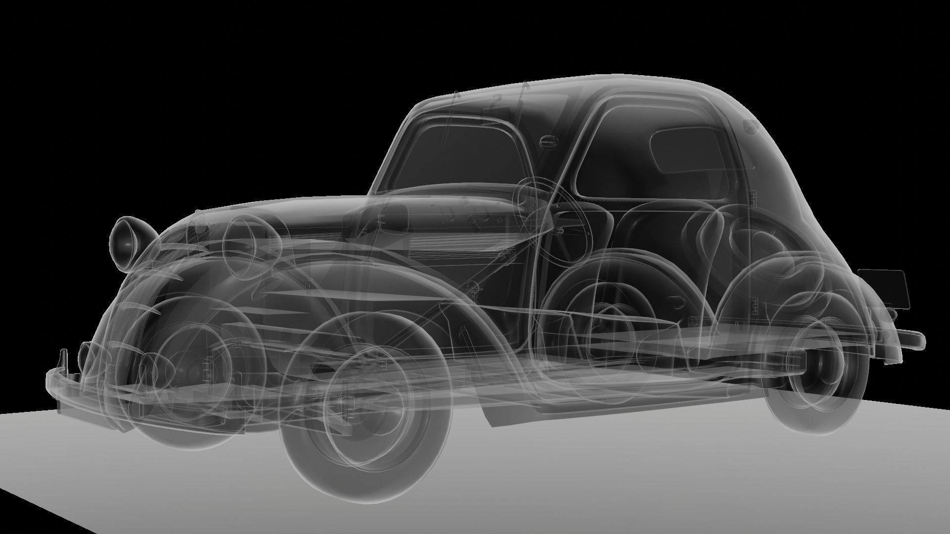 Simca 5 old car Low-poly 3D model_62