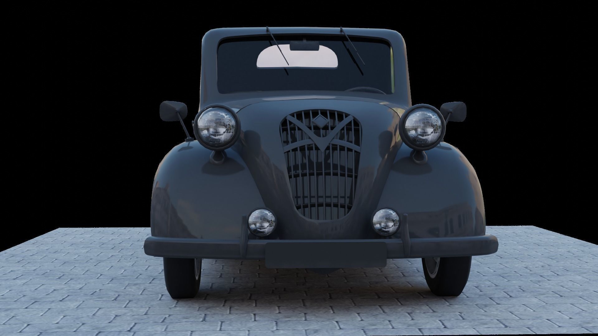 Simca 5 old car Low-poly 3D model_29