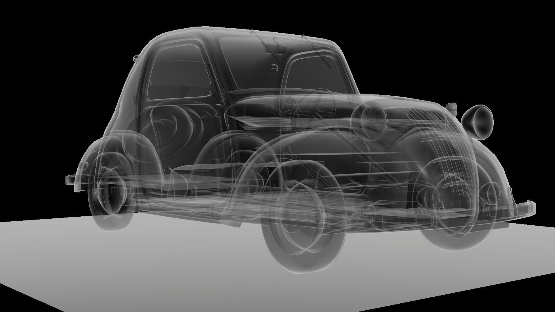 Simca 5 old car Low-poly 3D model_85