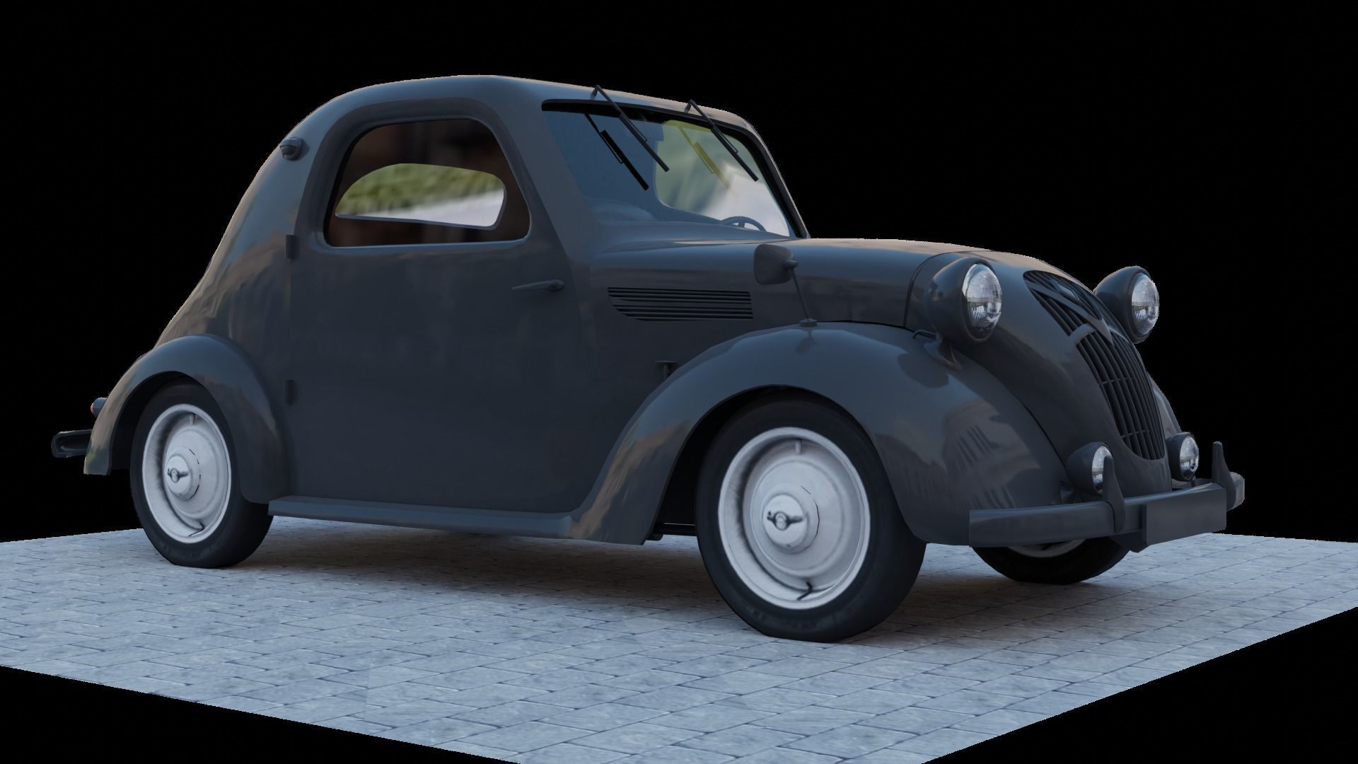 Simca 5 old car Low-poly 3D model_25