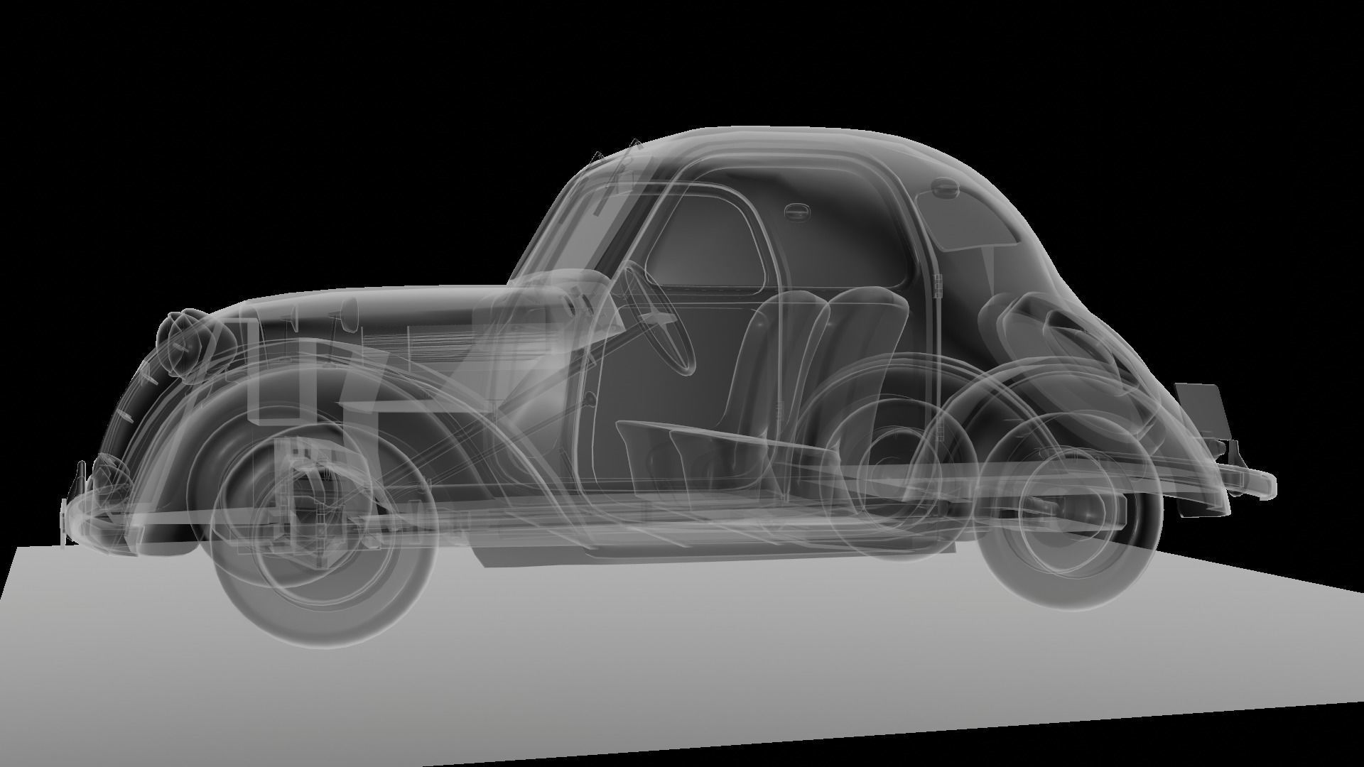 Simca 5 old car Low-poly 3D model_65