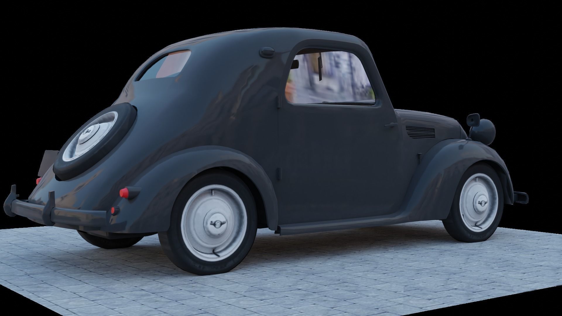 Simca 5 old car Low-poly 3D model_18