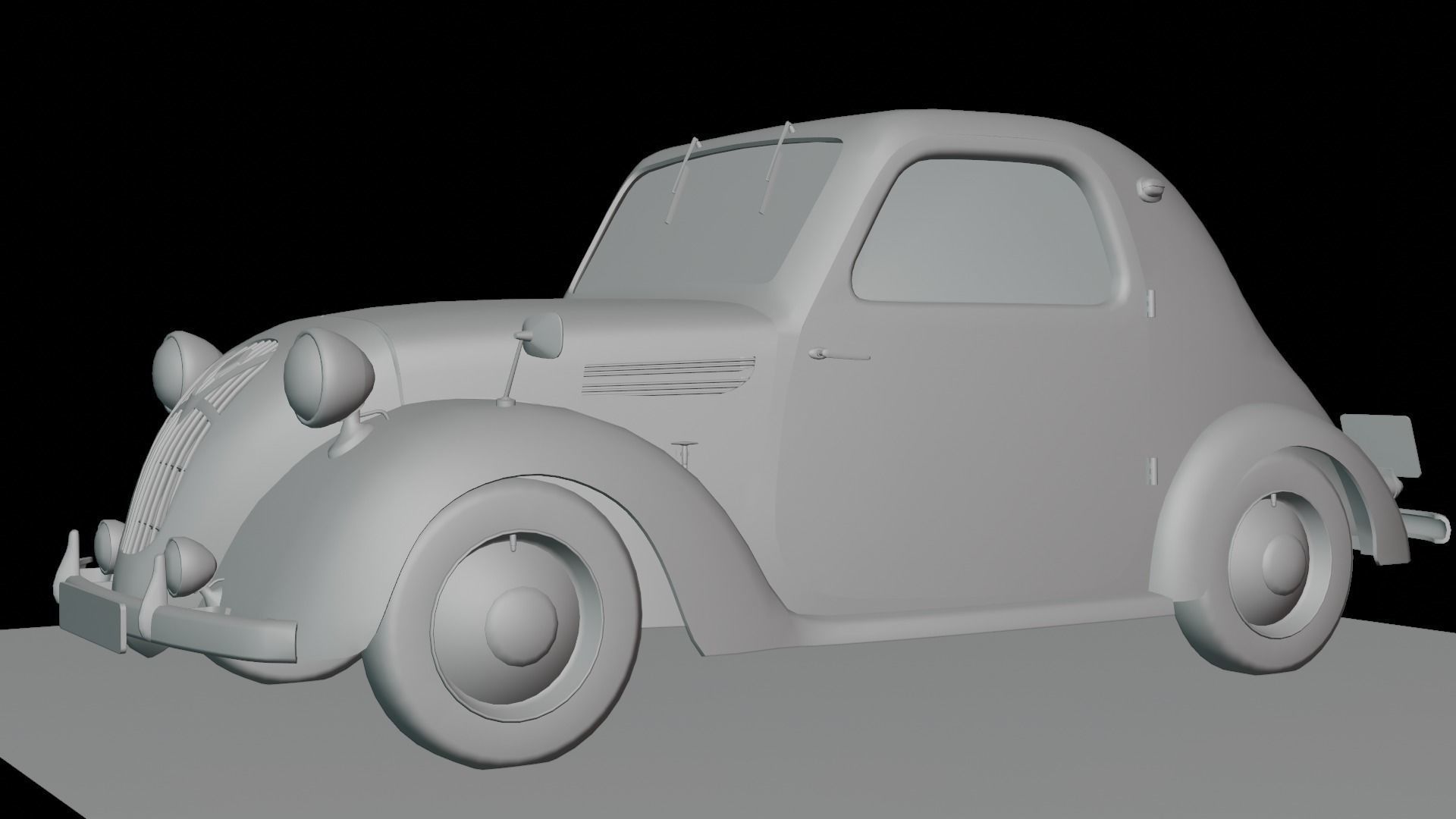 Simca 5 old car Low-poly 3D model_33
