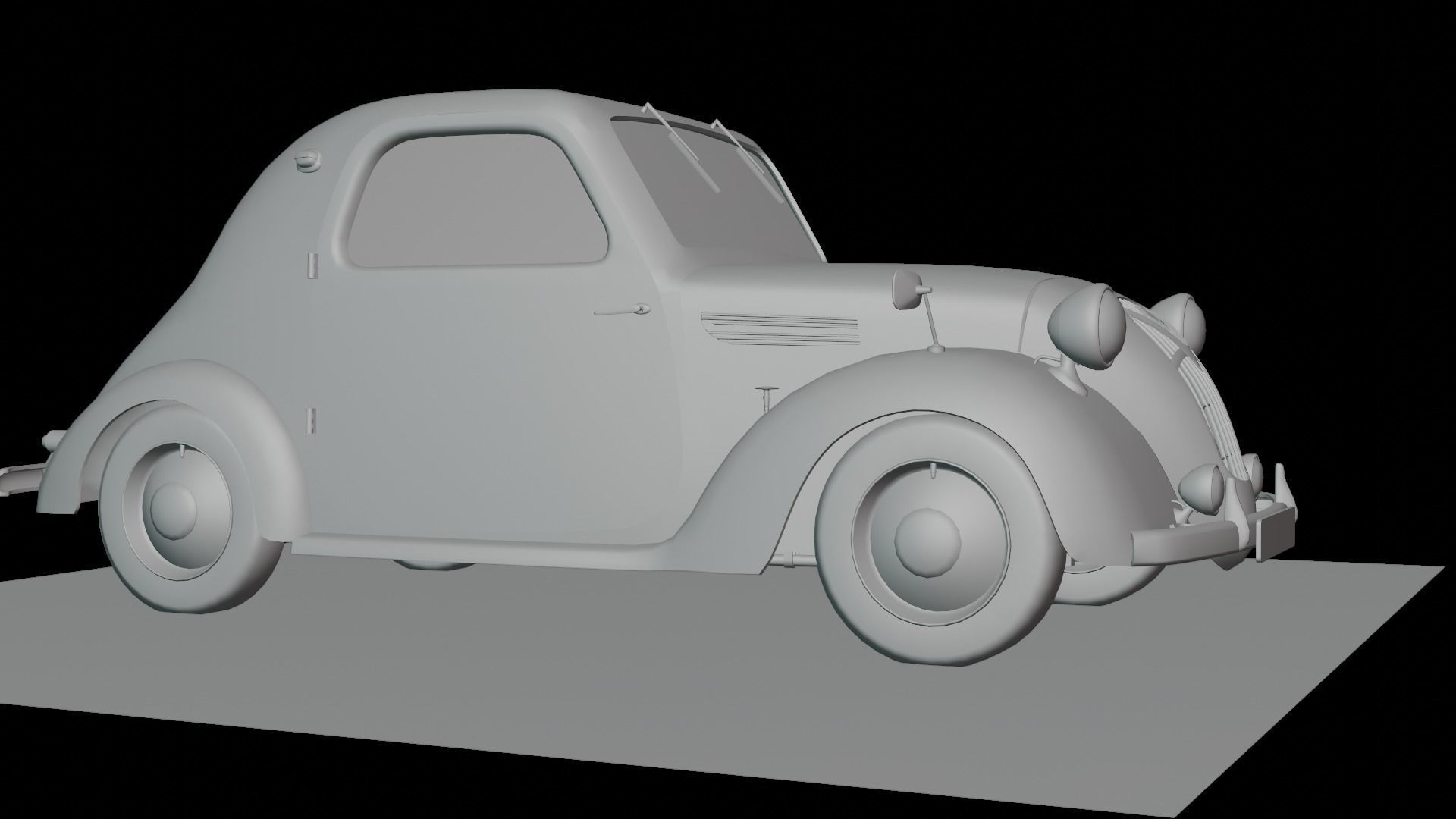 Simca 5 old car Low-poly 3D model_53