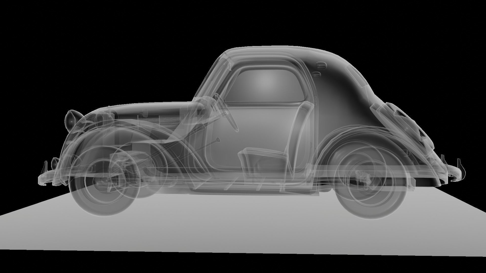 Simca 5 old car Low-poly 3D model_67
